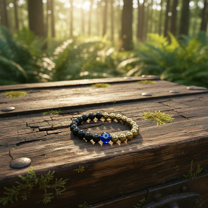 Certified Prosperity and Protection Bracelet with Pyrite, Tourmaline & Evil Eye