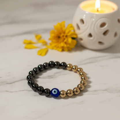 Certified Prosperity and Protection Bracelet with Pyrite, Tourmaline & Evil Eye