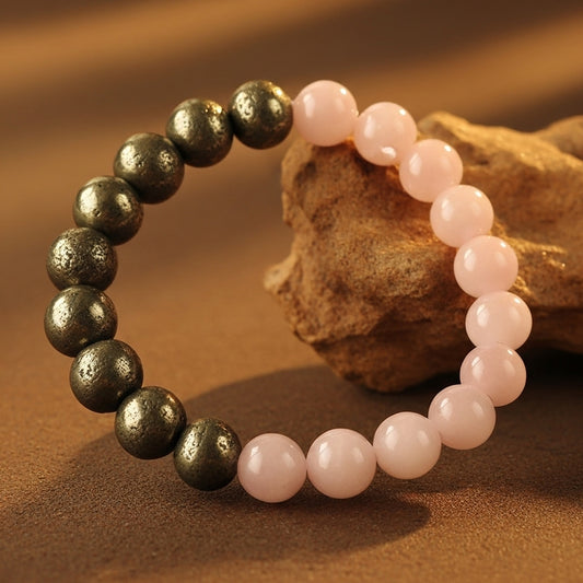 Pyrite and Rose Quartz Bracelet Combo | AAA Quality