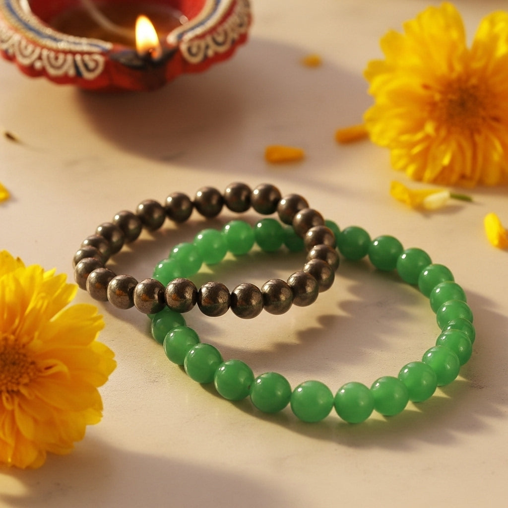 Abundance & Wealth Bracelet – Pyrite with Green Aventurine