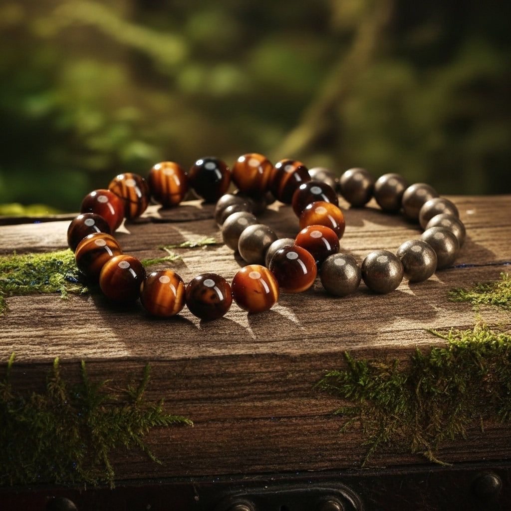 Tiger Eye and Pyrite Bracelet Combo