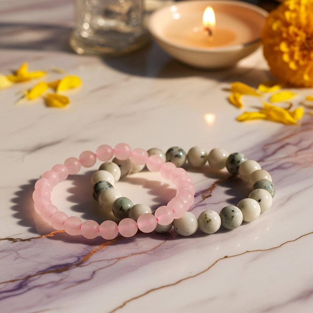 Rose Quartz & Moonstone Bracelets