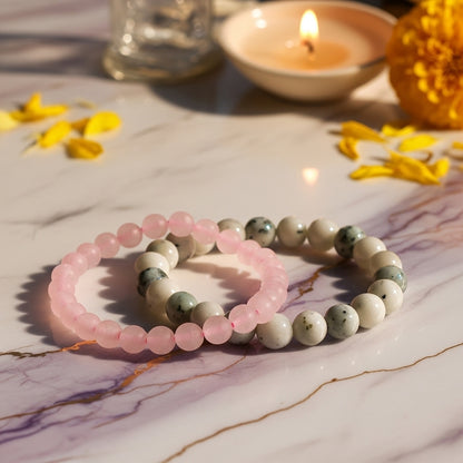 Rose Quartz & Moonstone Bracelets