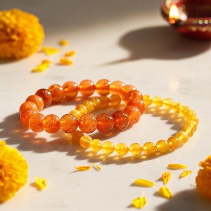 Citrine & Sunstone Crystal Bracelet (8mm Beads)