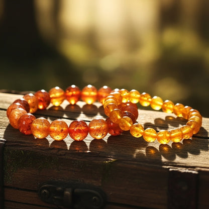 Citrine & Sunstone Crystal Bracelet (8mm Beads)