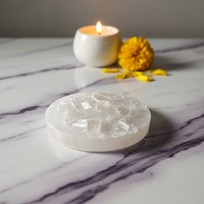 Raw Moroccan Selenite Charging Plate – Cleanse & Recharge Crystals Naturally
