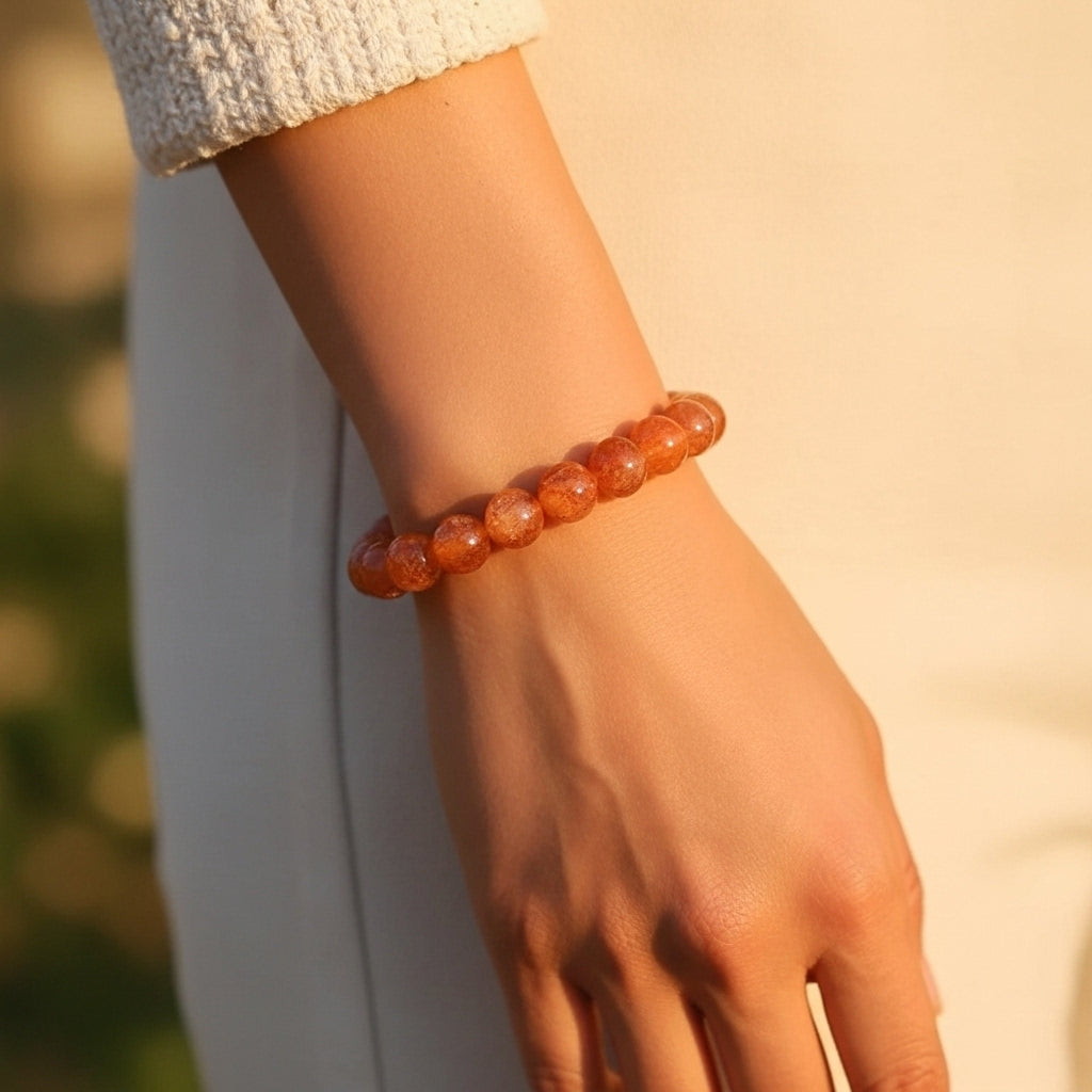 Sunstone Round Beads Bracelet