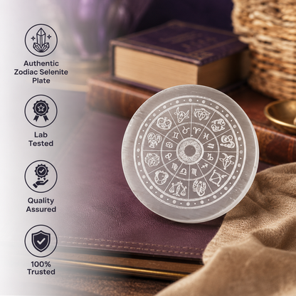 Selenite Charging Plate – Cleanse & Recharge Crystals Naturally | Comes with Certificate of Authenticity