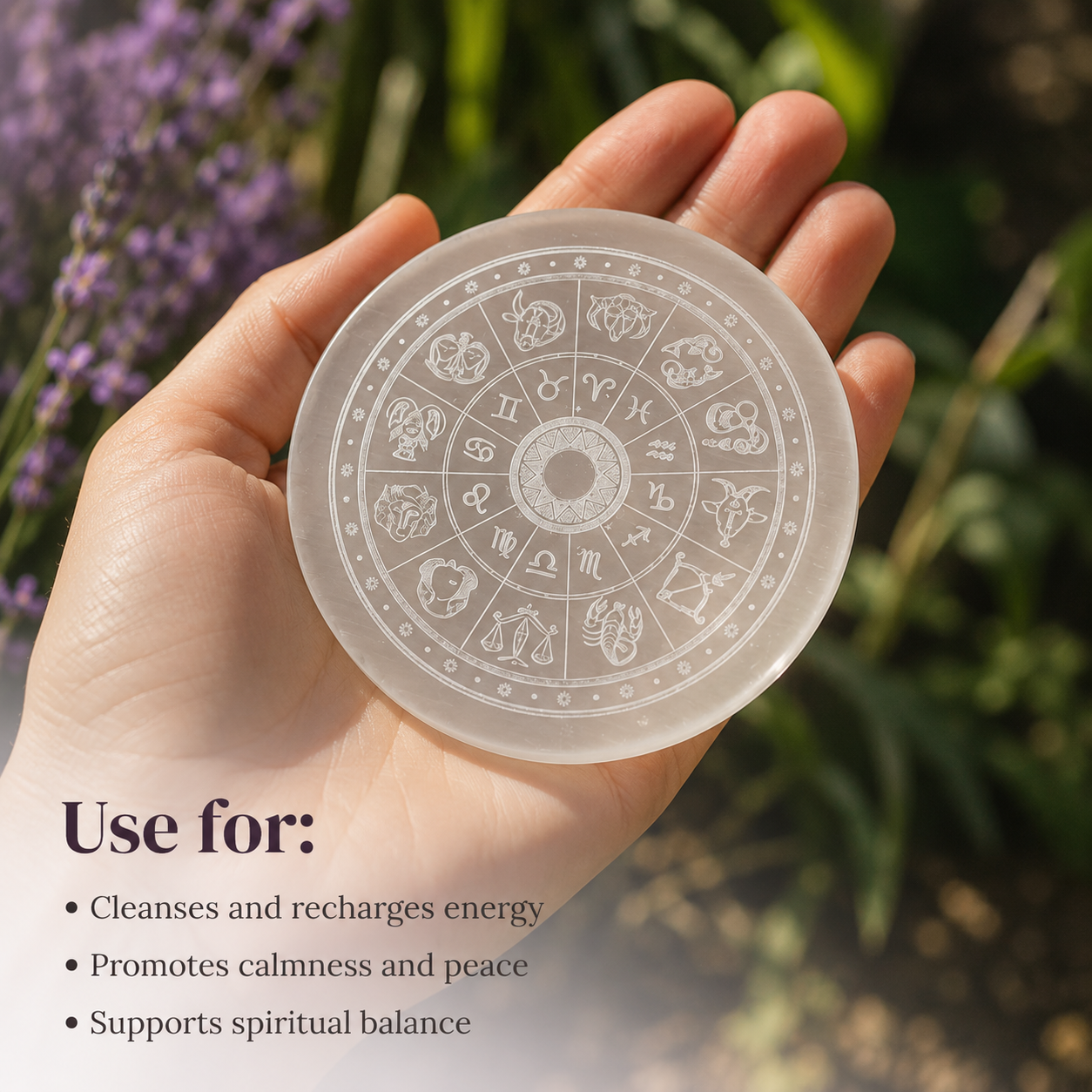 Selenite Charging Plate – Cleanse & Recharge Crystals Naturally | Comes with Certificate of Authenticity