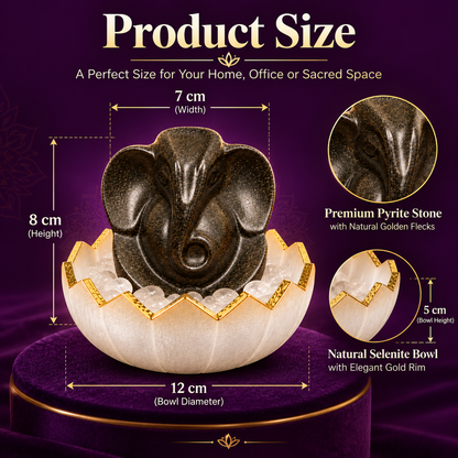 Pyrite Ganesh Ji with Selenite Bowl | Vastu Gift for Home & Office