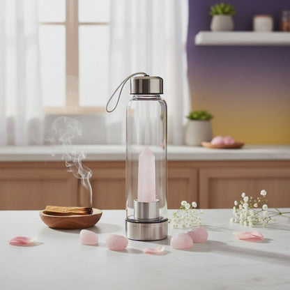 Rose Quartz Crystal Water Bottle