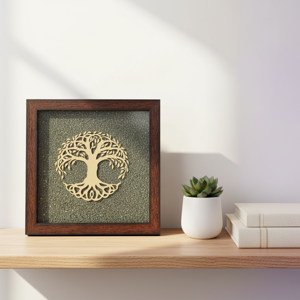 Tree of Life Frame on Raw Pyrite