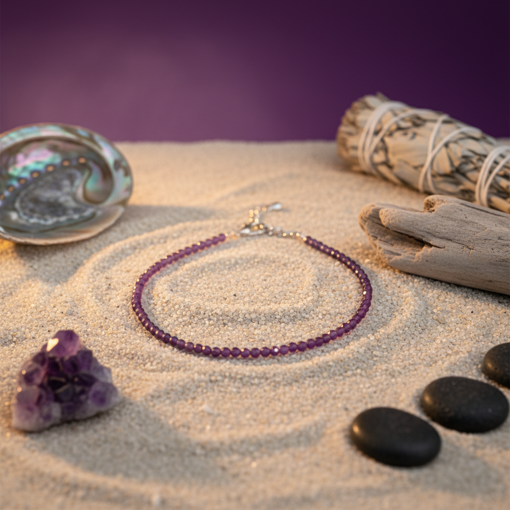 Amethyst Stone Anklet (2mm)