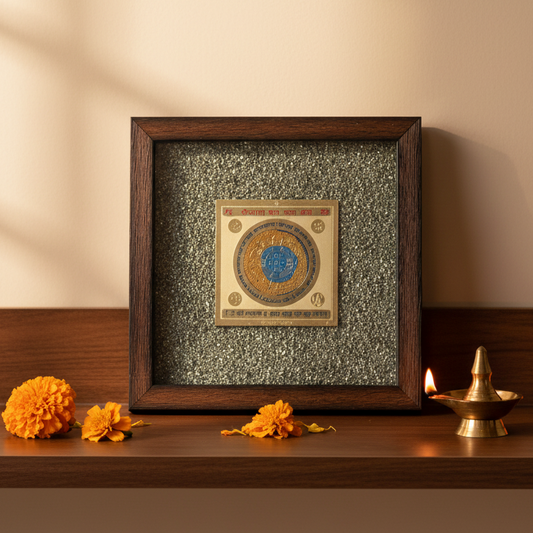 Kailash Dhan Raksha Yantra on Raw Pyrite Frame