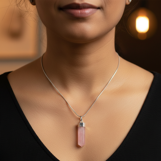 Rose Quartz Pencil Pendant