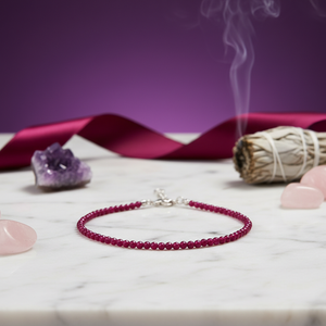 Ruby Stone Anklet (2mm)