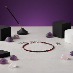 Red Garnet Stone Anklet (2mm)