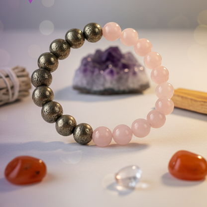 Rose Quartz & Pyrite Bracelet