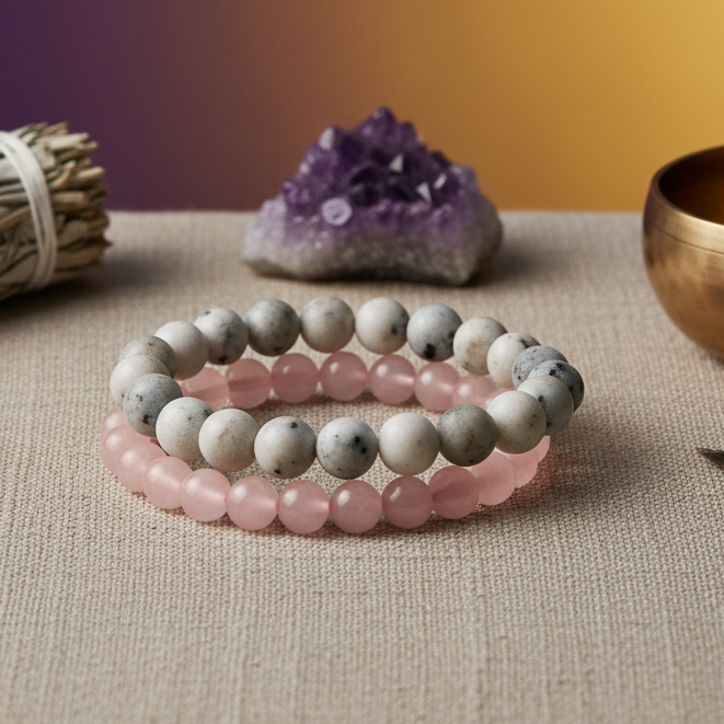 Rose Quartz & Moonstone Bracelets