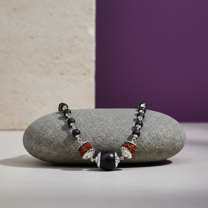 Karungali & Rudraksha Bead Cap Mala — Spiritual Protection, Focus & Energy