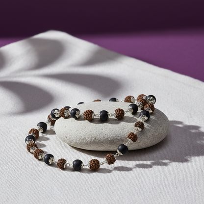 Rudraksha & Karungali Cap Mala for Protection, Focus & Spiritual Strength
