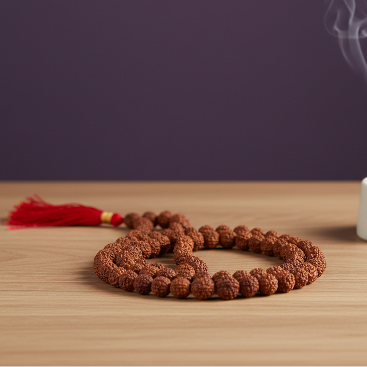 5 Mukhi Rudraksha Knotted Mala (109 Beads) for Meditation, Japa & Spiritual Focus