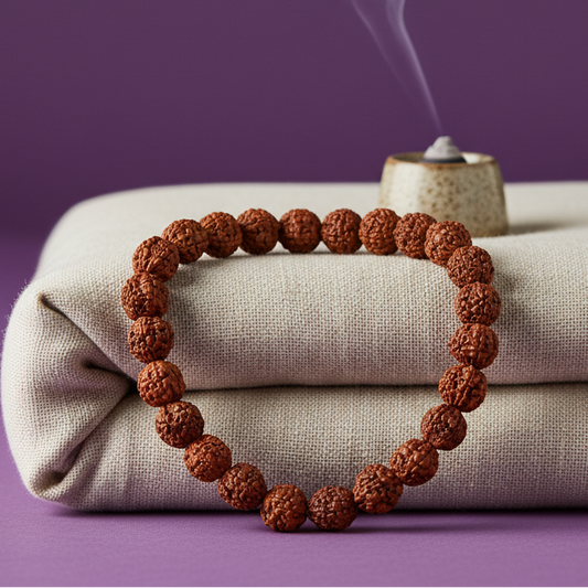 5 Mukhi Rudraksha Bead Bracelet for Calmness, Balance & Daily Spiritual Wear