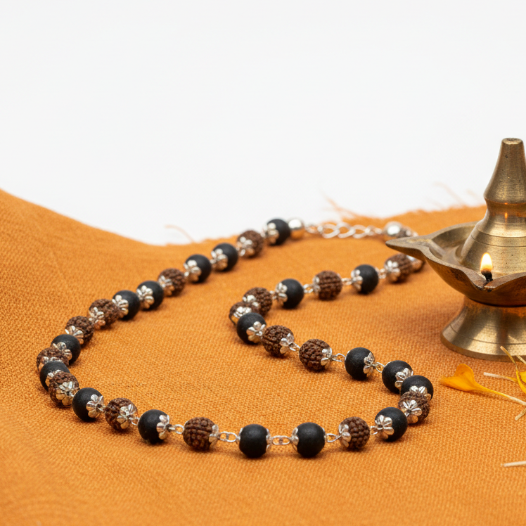 Rudraksha & Karungali Cap Mala for Protection, Focus & Spiritual Strength