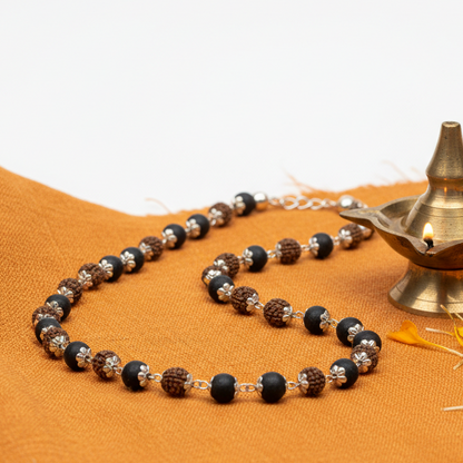Rudraksha & Karungali Cap Mala for Protection, Focus & Spiritual Strength
