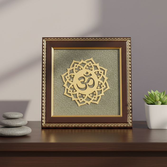 Om Symbol Raw Pyrite Frame
