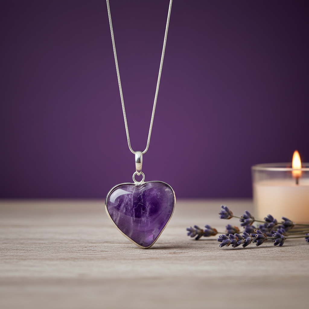 Amethyst Heart Pendant Necklace