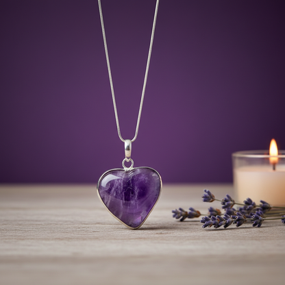 Amethyst Heart Pendant Necklace