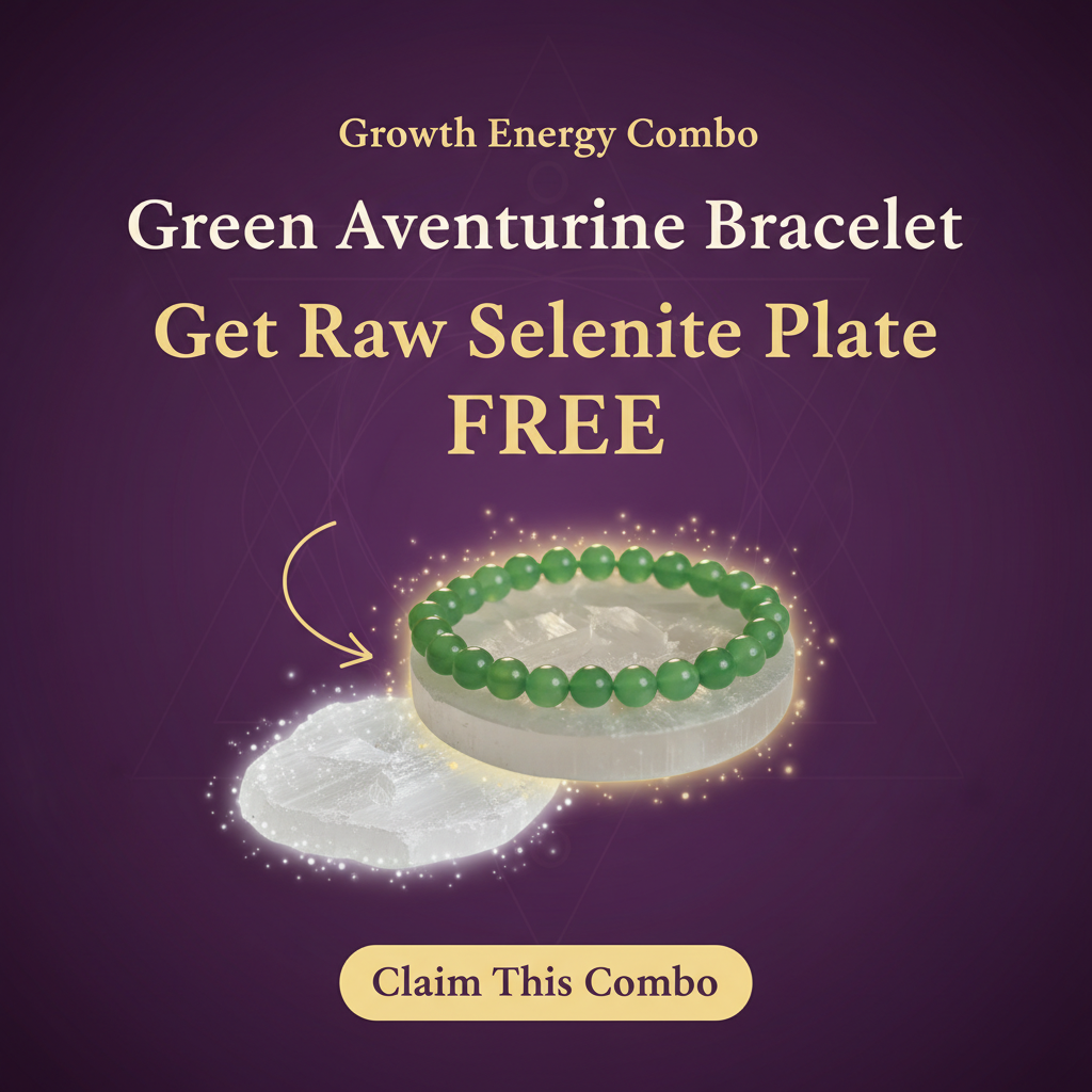 Green Aventurine Bracelet + Free Raw Selenite Plate
