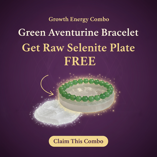 Green Aventurine Bracelet with Raw Selenite Plante Combo