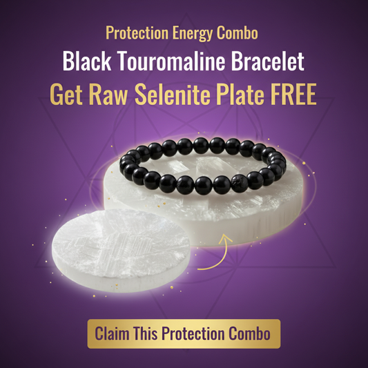 Black Tourmaline Bracelet + Free Raw Selenite Plate