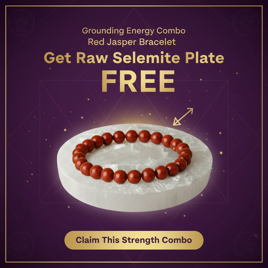 Red Jasper Bracelet + Raw Selenite Plate Combo