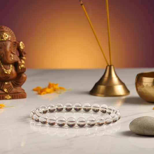 Natural Clear Quartz Energy Bracelet | Promotes Mental Clarity & Amplifies Manifestation | With Authenticity Certificate