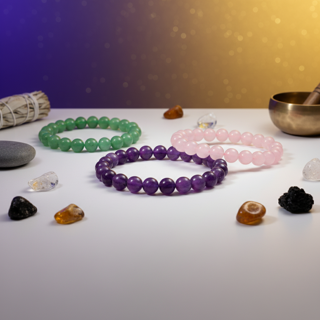 Rose Quartz, Green Aventurine & Amethyst Bracelet