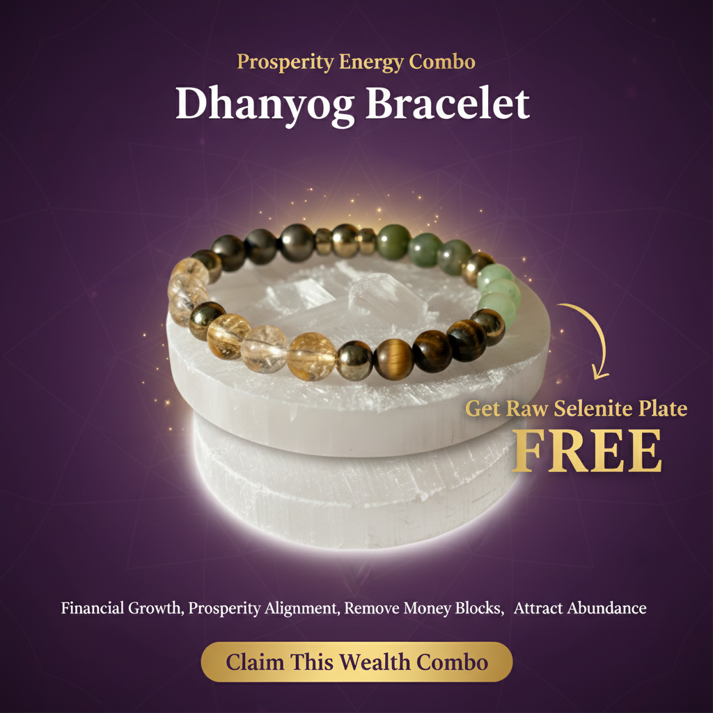 Dhanyog Bracelet + Free Raw Selenite Plate