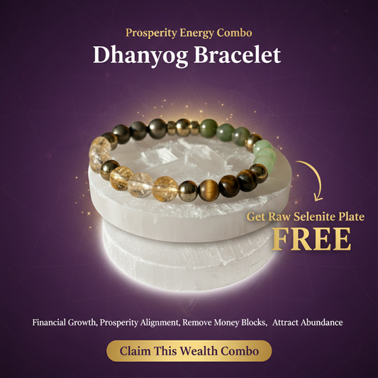 Dhanyog Bracelet + Free Raw Selenite Plate