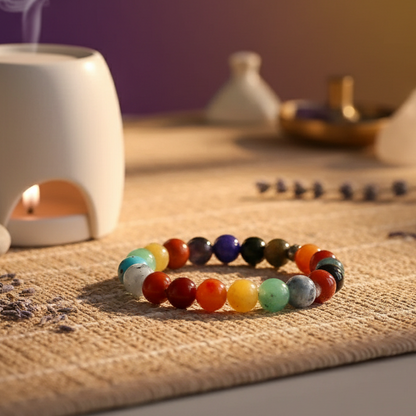 Certified 7 Chakra Bracelet with Natural Stones | Balances Energy & Promotes Harmony