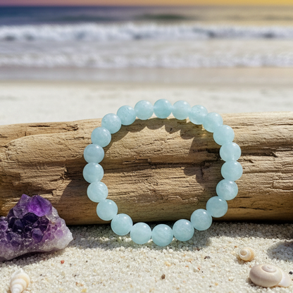 Aquamarine Round Beads Bracelet