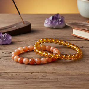Citrine & Sunstone Crystal Bracelet (8mm Beads)