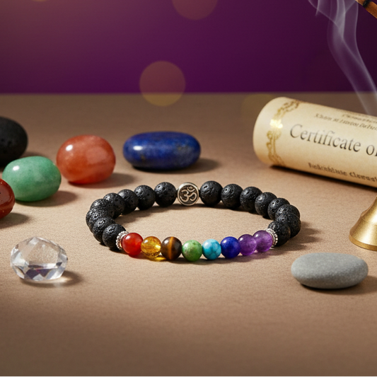 Lava & 7 Chakra Healing Bracelet | Balances Energy, Promotes Calm & Enhances Focus