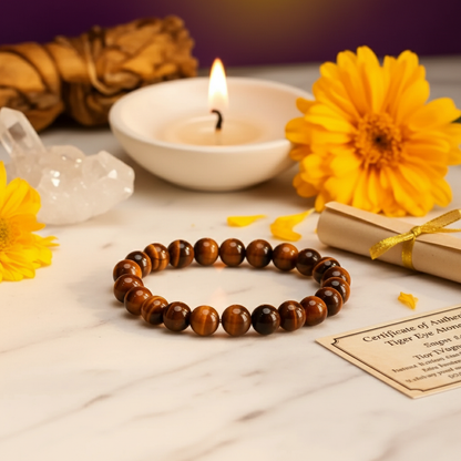 Tiger Eye Energy Bracelet | Enhances Confidence, Motivation & Stability | Certified Healing Stone