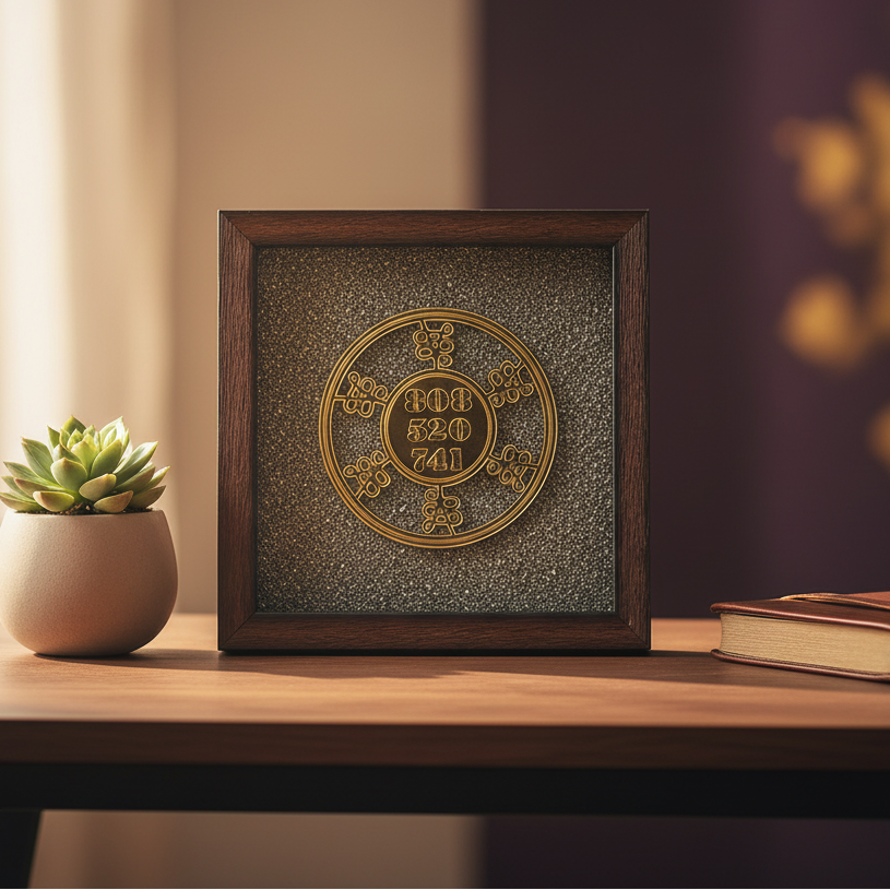 Raw Pyrite Zibu Symbol Frame for Prosperity