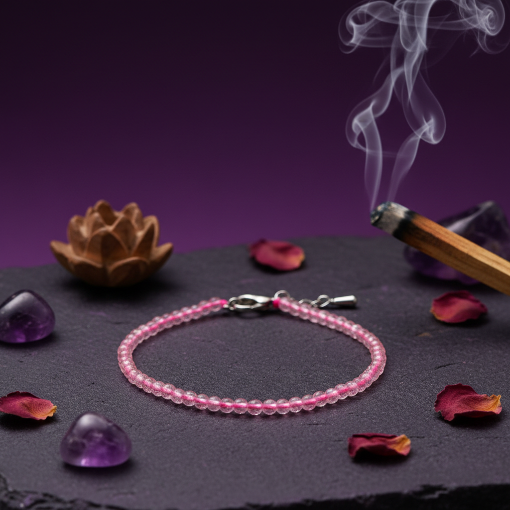 Rose Quartz Stone Anklet (2mm)