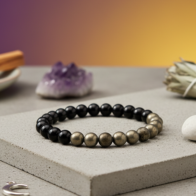 Pyrite & Black Tourmaline Bracelet