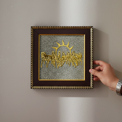 7 Horses Sun Frame on Raw Pyrite