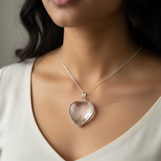 Clear Quartz Heart Pendant